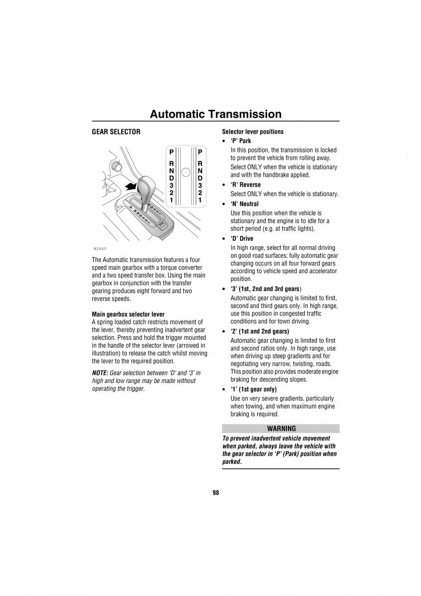 Land Rover Discovery II 2 owners manual / page 91