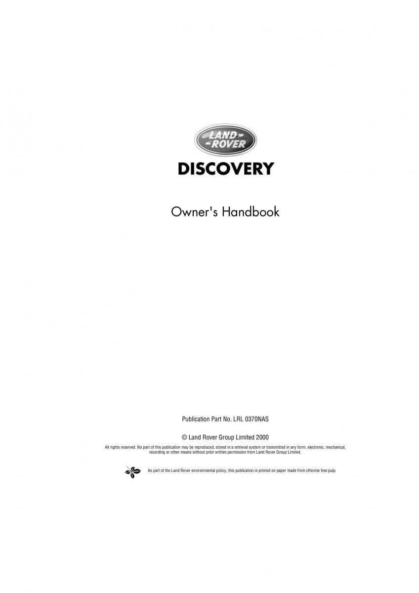 manual Land Rover Discovery Land Rover Discovery II 2 owners manual / page 1