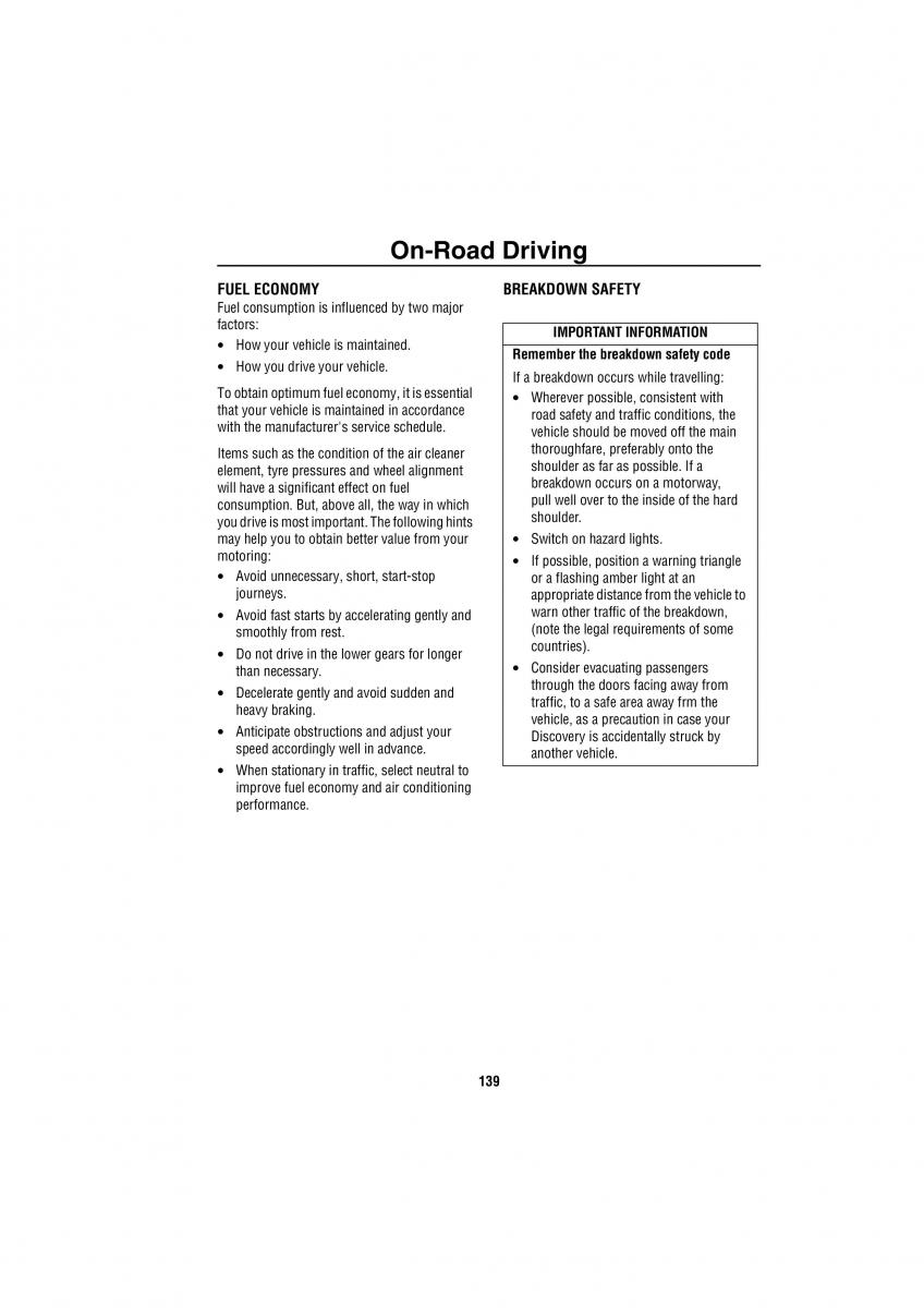 Land Rover Discovery II 2 owners manual / page 132