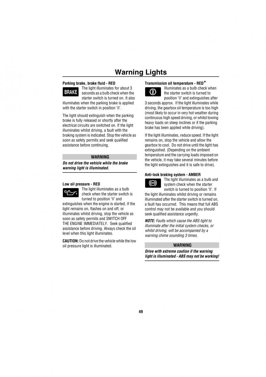 Land Rover Discovery II 2 owners manual / page 42