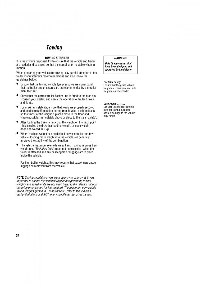 Land Rover Freelander I 1 owners manual / page 57