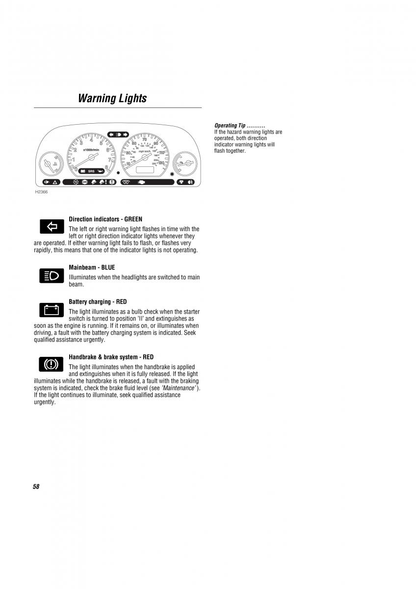 Land Rover Freelander I 1 owners manual / page 59