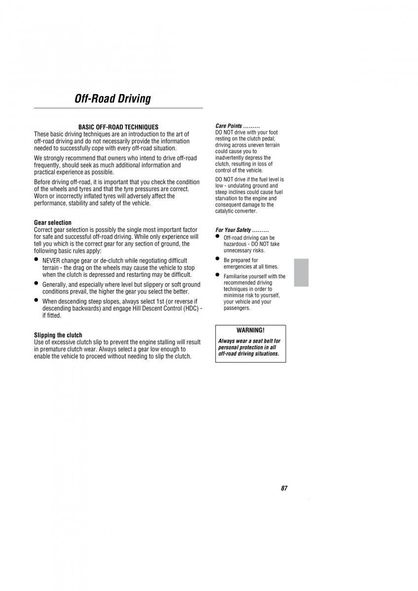 Land Rover Freelander I 1 owners manual / page 88