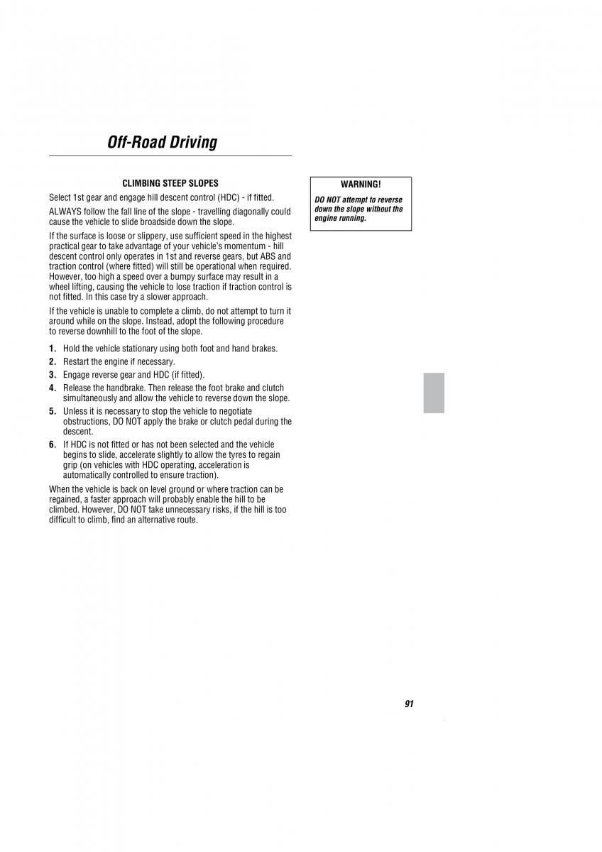 Land Rover Freelander I 1 owners manual / page 92