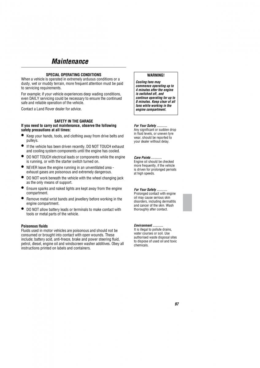 Land Rover Freelander I 1 owners manual / page 98