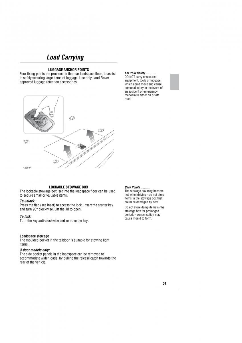 Land Rover Freelander I 1 owners manual / page 52