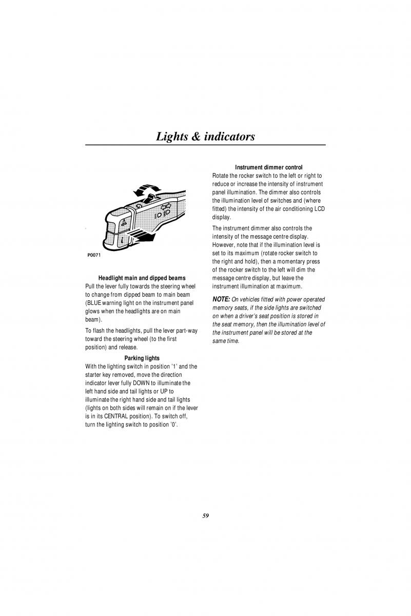 Land Rover Range Rover II 2 P38A owners manual / page 61