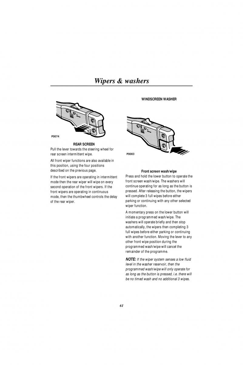 Land Rover Range Rover II 2 P38A owners manual / page 63