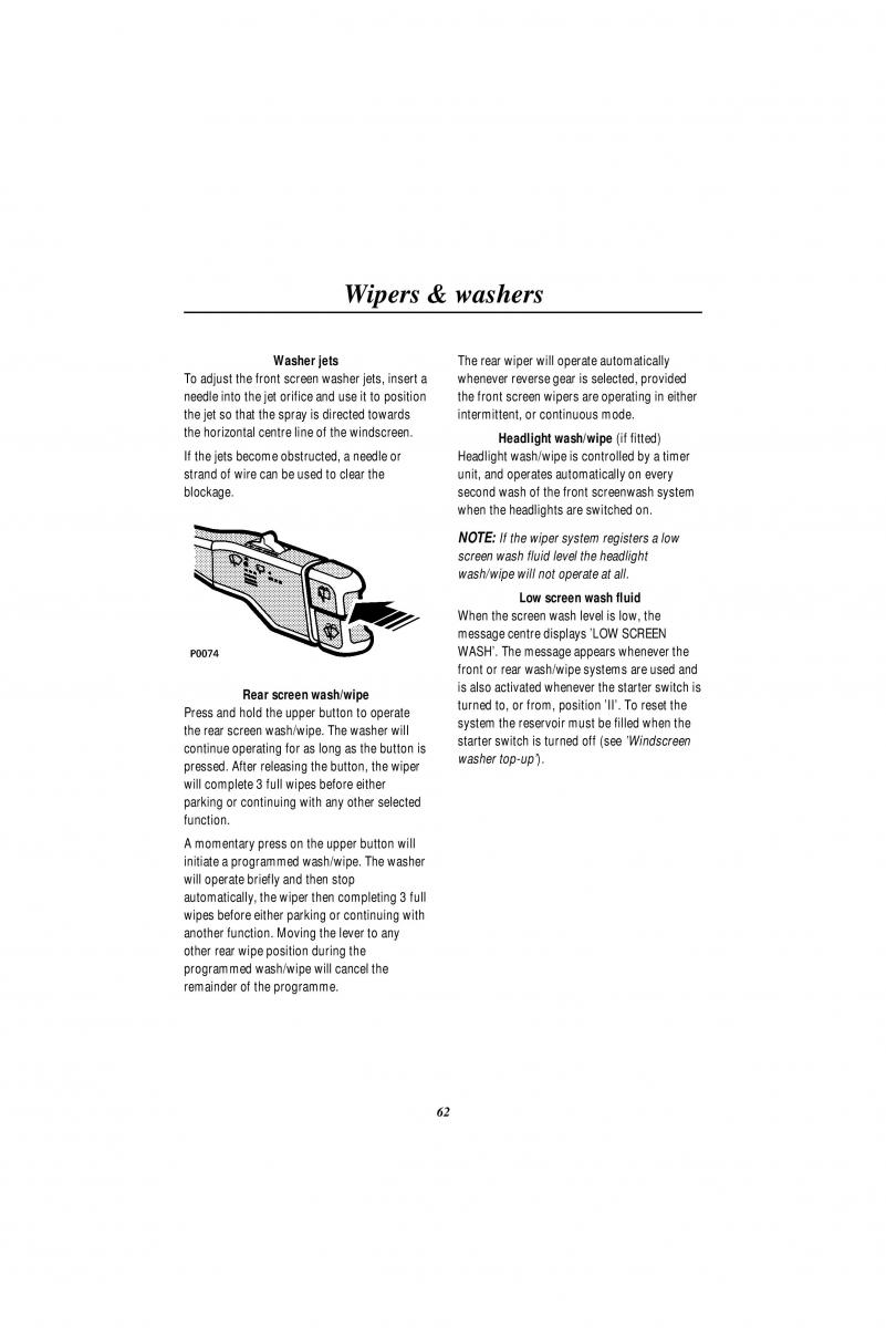 Land Rover Range Rover II 2 P38A owners manual / page 64