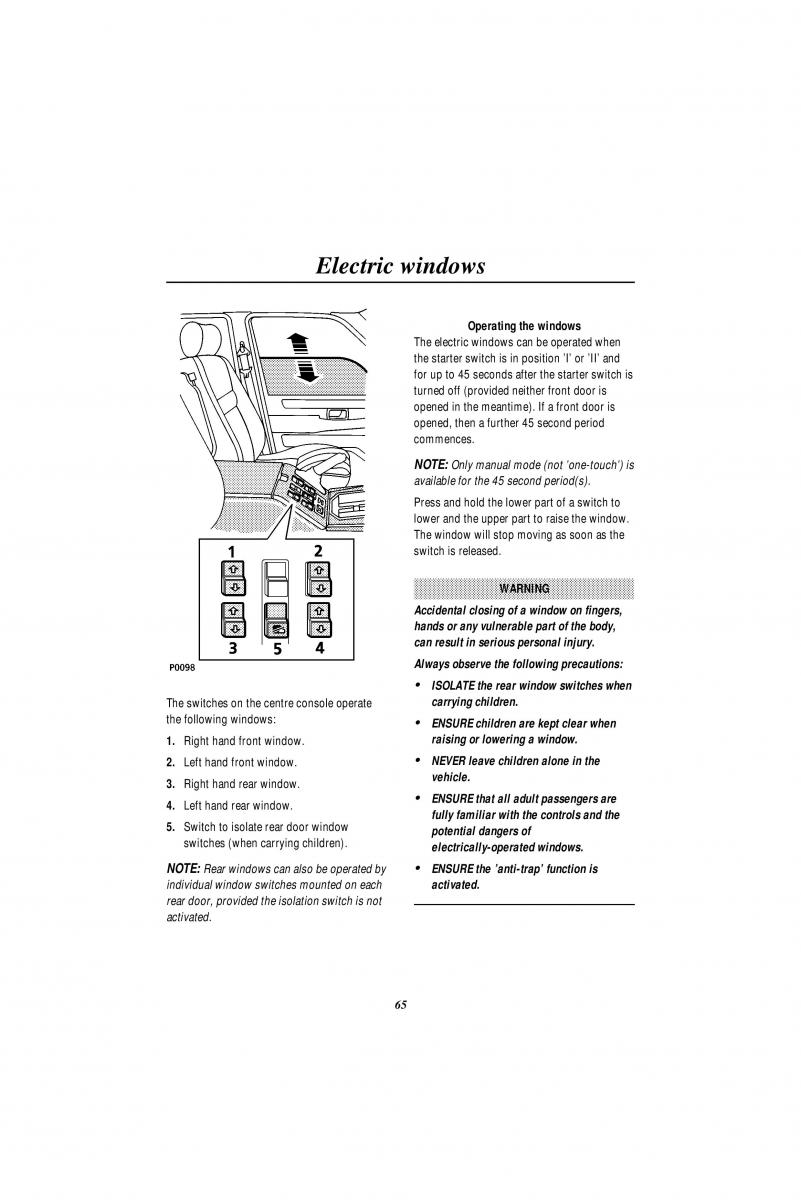 Land Rover Range Rover II 2 P38A owners manual / page 67