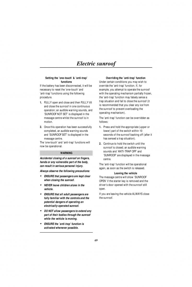 Land Rover Range Rover II 2 P38A owners manual / page 71