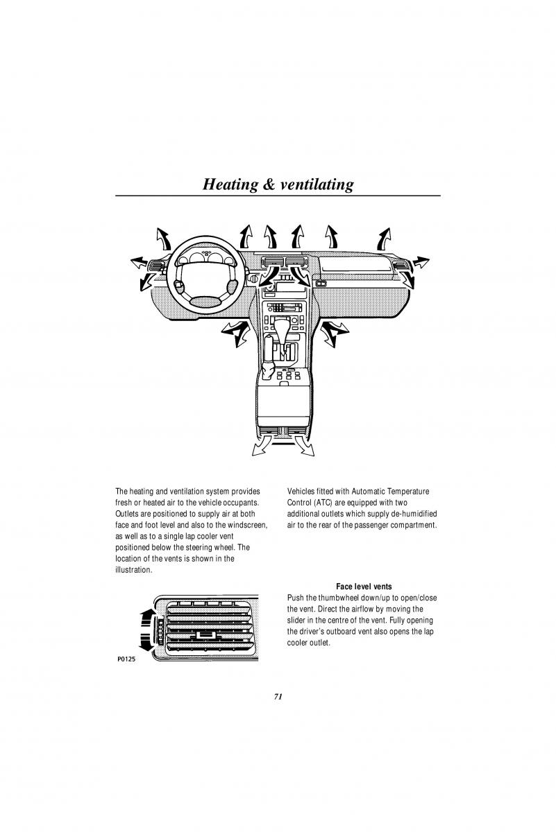 Land Rover Range Rover II 2 P38A owners manual / page 73