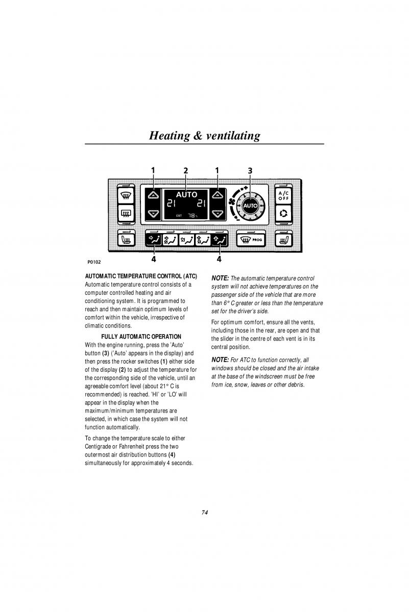 Land Rover Range Rover II 2 P38A owners manual / page 76