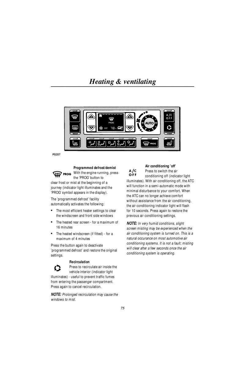 Land Rover Range Rover II 2 P38A owners manual / page 77