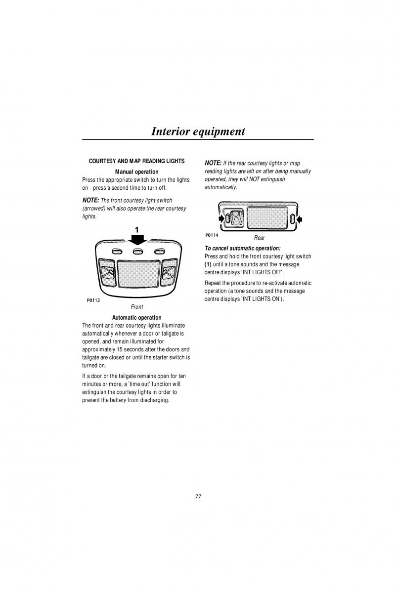 Land Rover Range Rover II 2 P38A owners manual / page 79