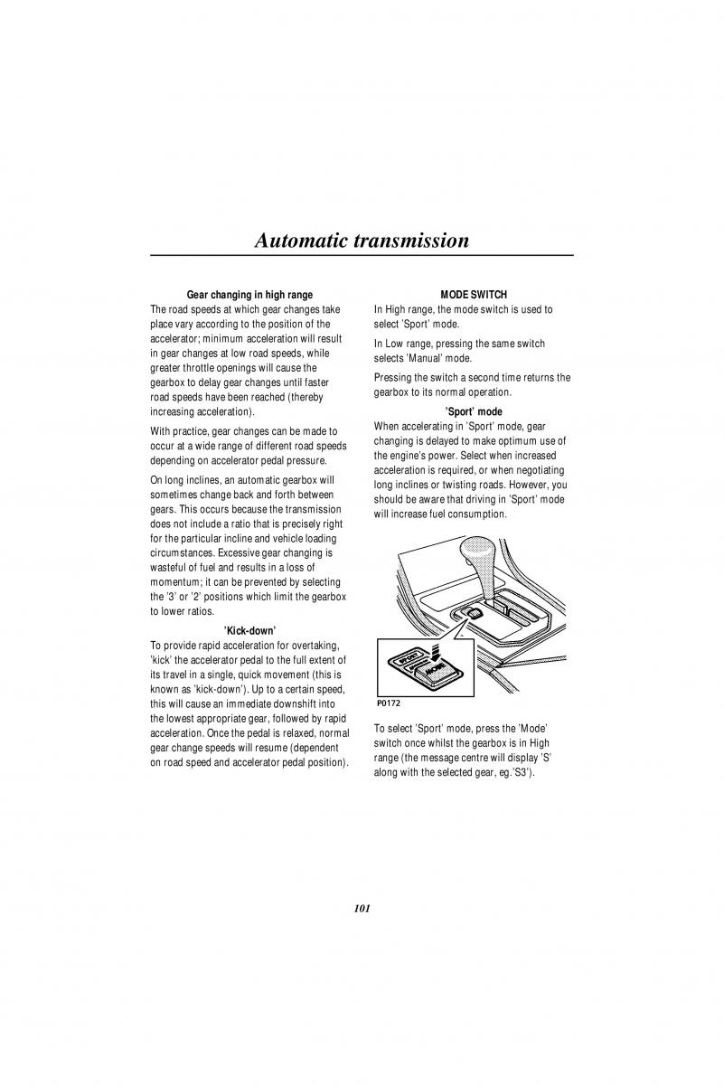 Land Rover Range Rover II 2 P38A owners manual / page 103