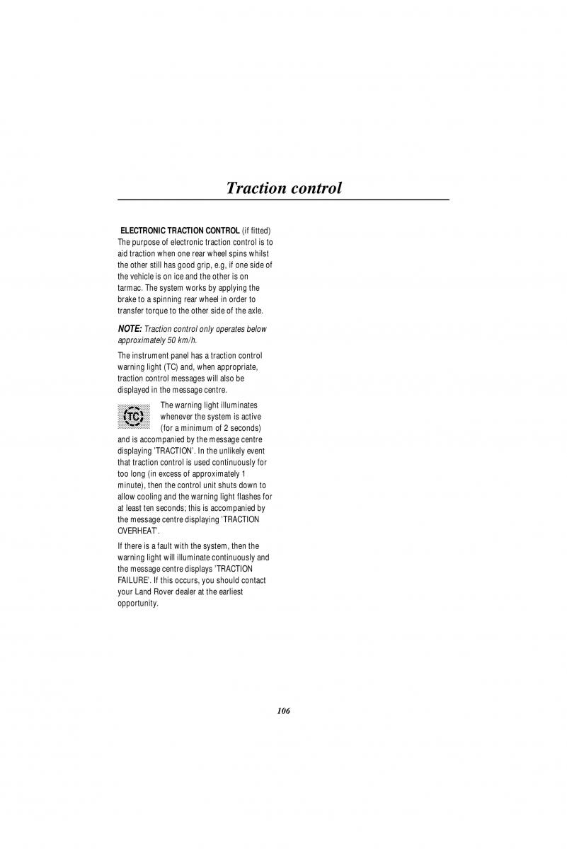 Land Rover Range Rover II 2 P38A owners manual / page 108