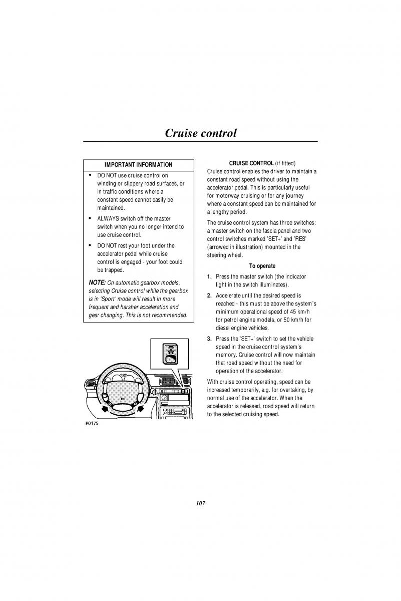 Land Rover Range Rover II 2 P38A owners manual / page 109