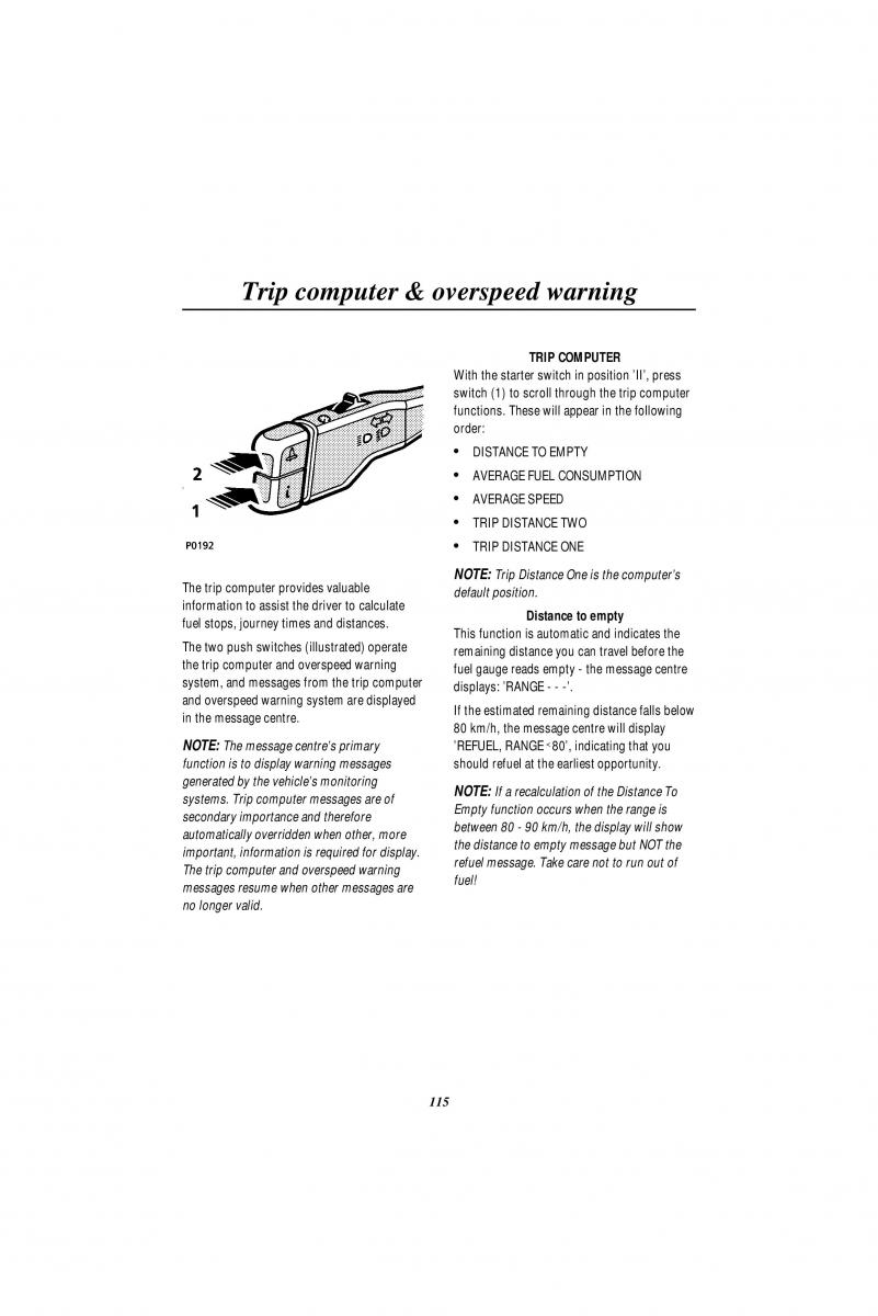 Land Rover Range Rover II 2 P38A owners manual / page 117