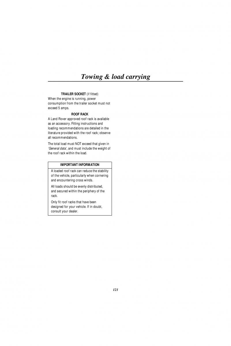 Land Rover Range Rover II 2 P38A owners manual / page 123