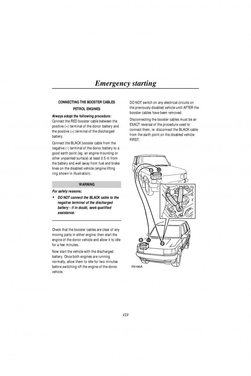 Land Rover Range Rover II 2 P38A owners manual / page 125