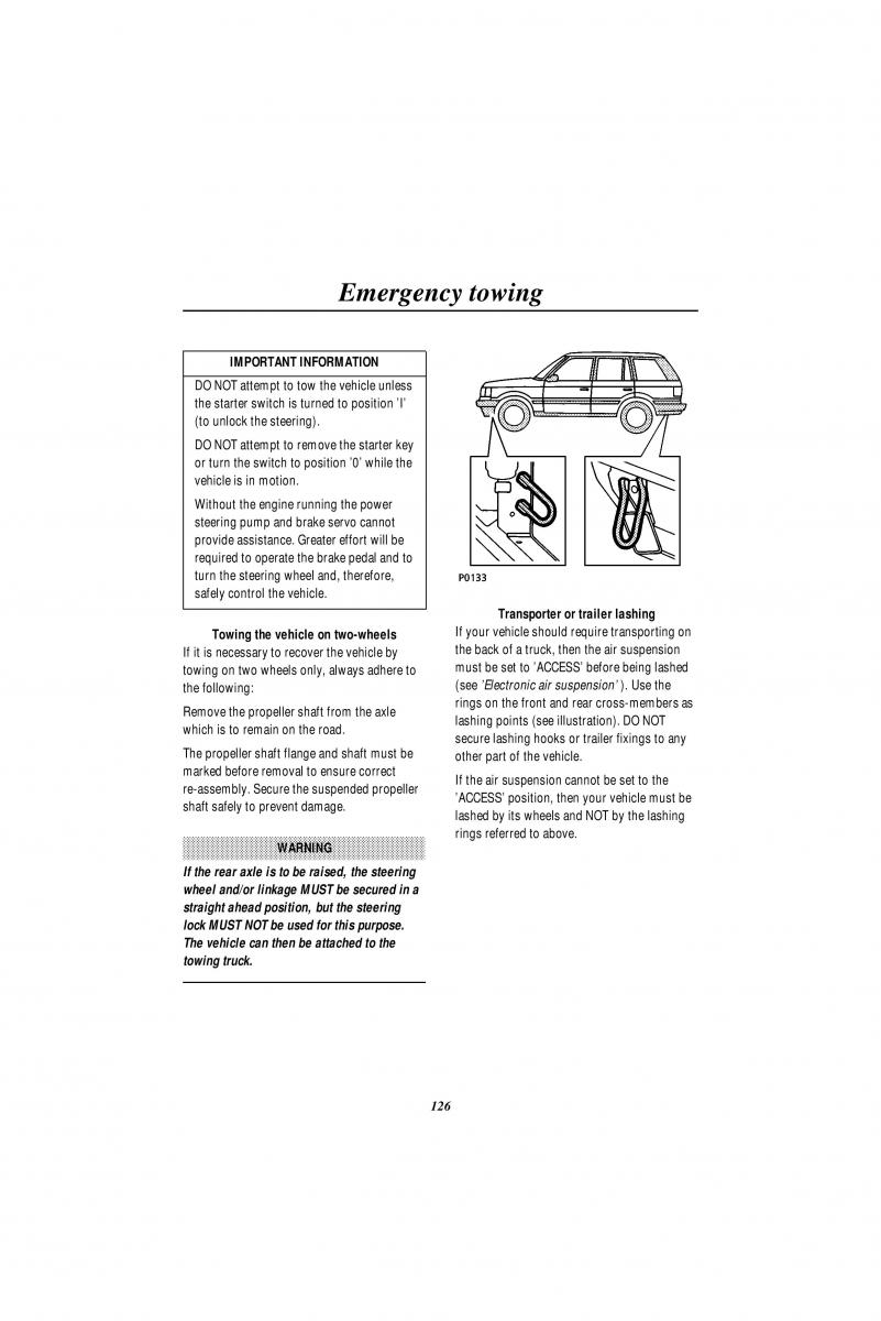 Land Rover Range Rover II 2 P38A owners manual / page 128