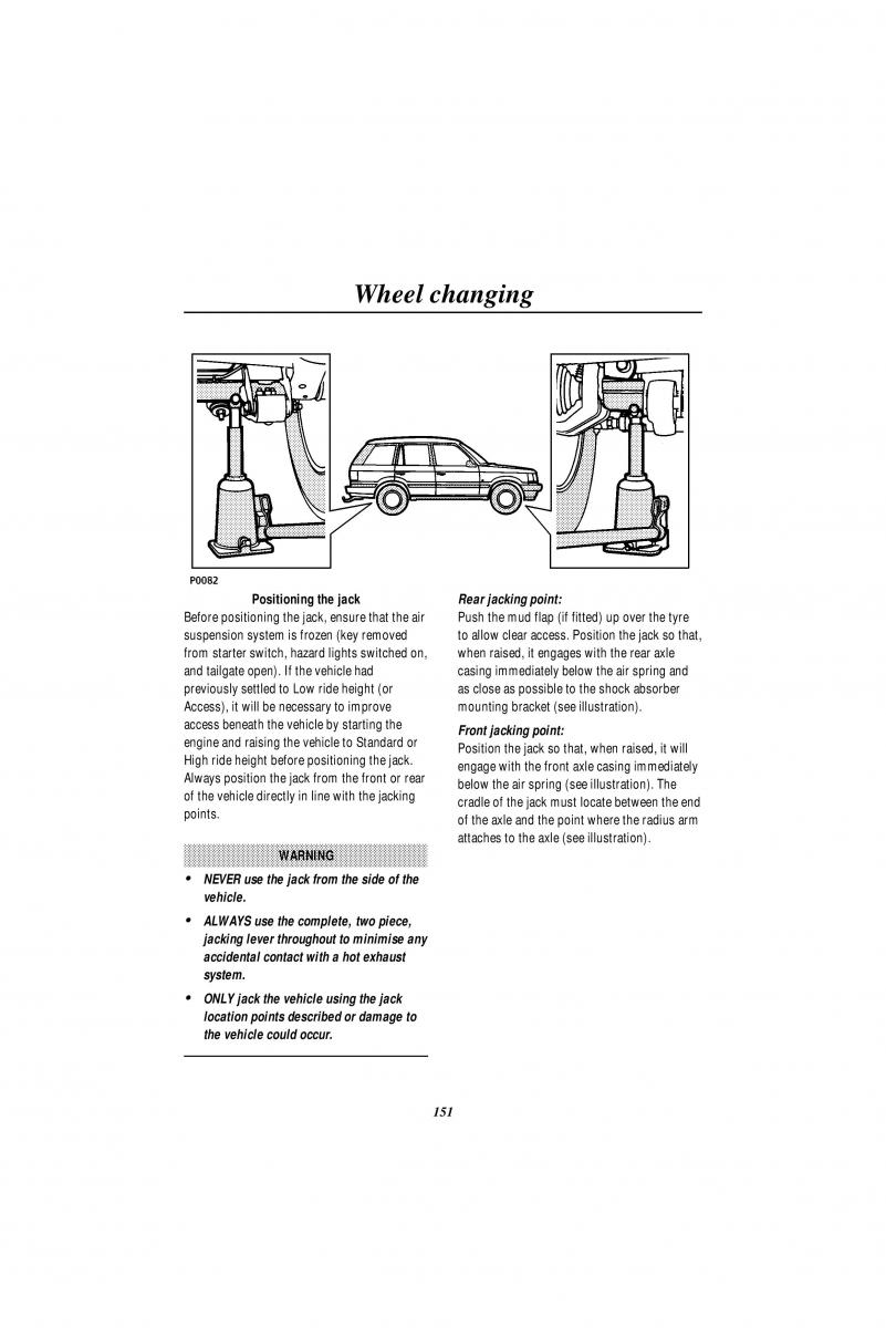 Land Rover Range Rover II 2 P38A owners manual / page 153