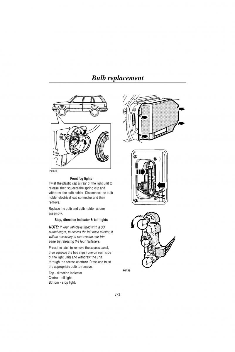 Land Rover Range Rover II 2 P38A owners manual / page 164