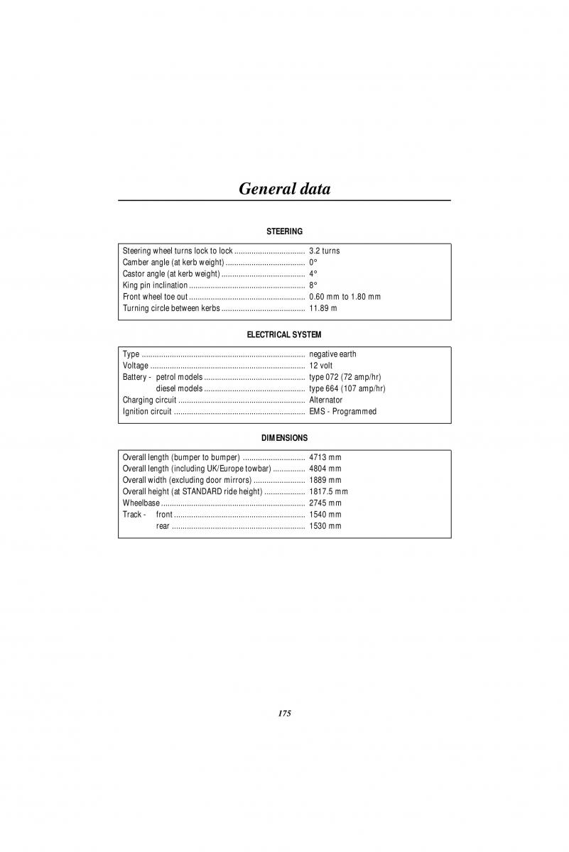 Land Rover Range Rover II 2 P38A owners manual / page 177