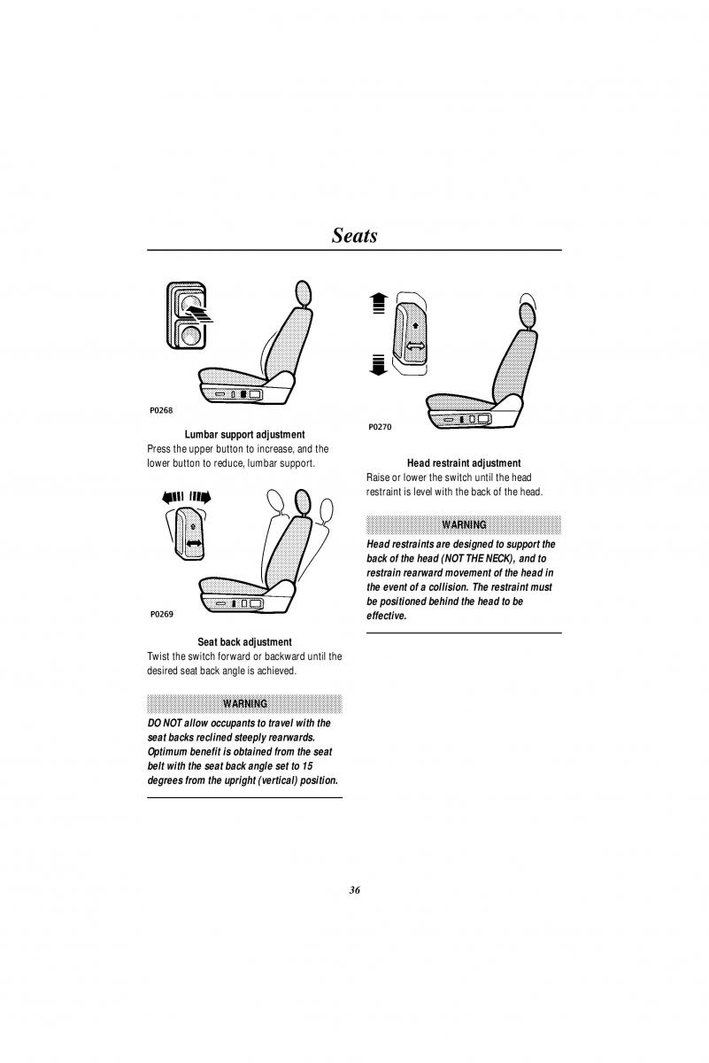 Land Rover Range Rover II 2 P38A owners manual / page 38