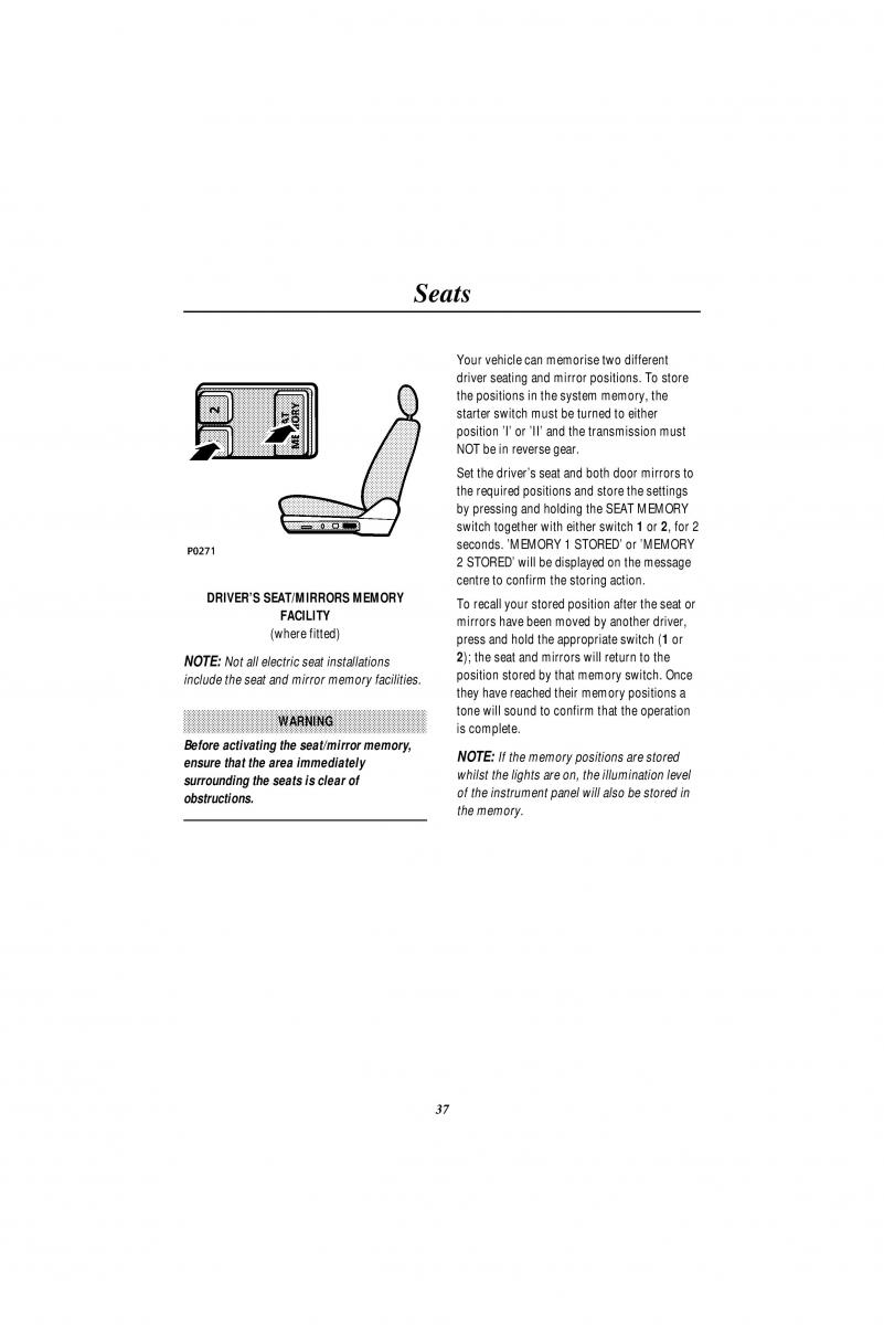 Land Rover Range Rover II 2 P38A owners manual / page 39