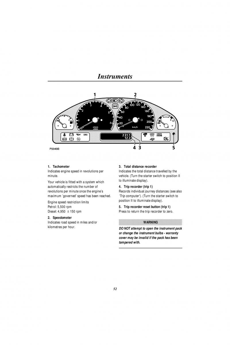 Land Rover Range Rover II 2 P38A owners manual / page 54