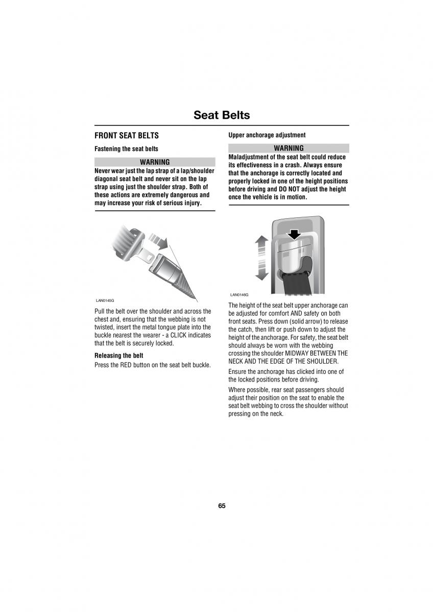 Land Rover Range Rover III 3 L322 owners manual / page 65