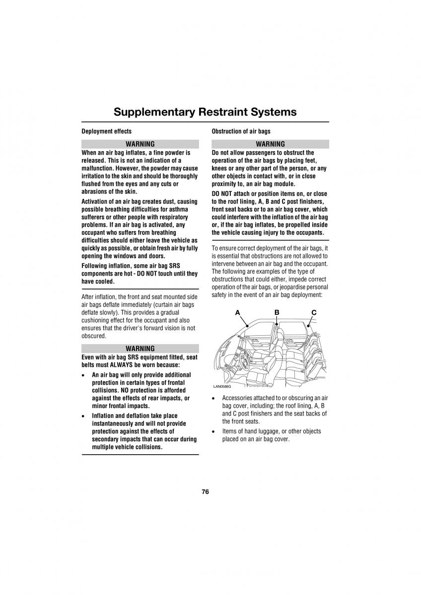 Land Rover Range Rover III 3 L322 owners manual / page 76