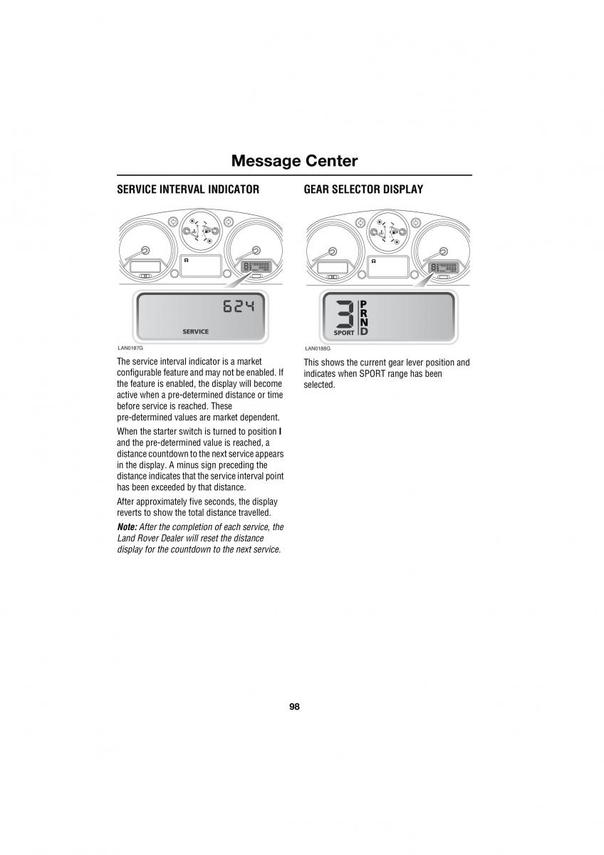 Land Rover Range Rover III 3 L322 owners manual / page 98