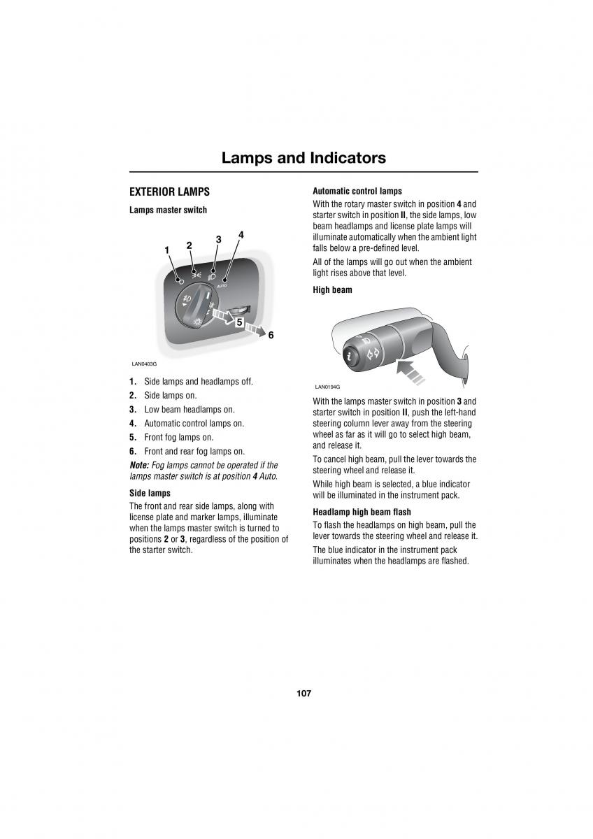 Land Rover Range Rover III 3 L322 owners manual / page 107