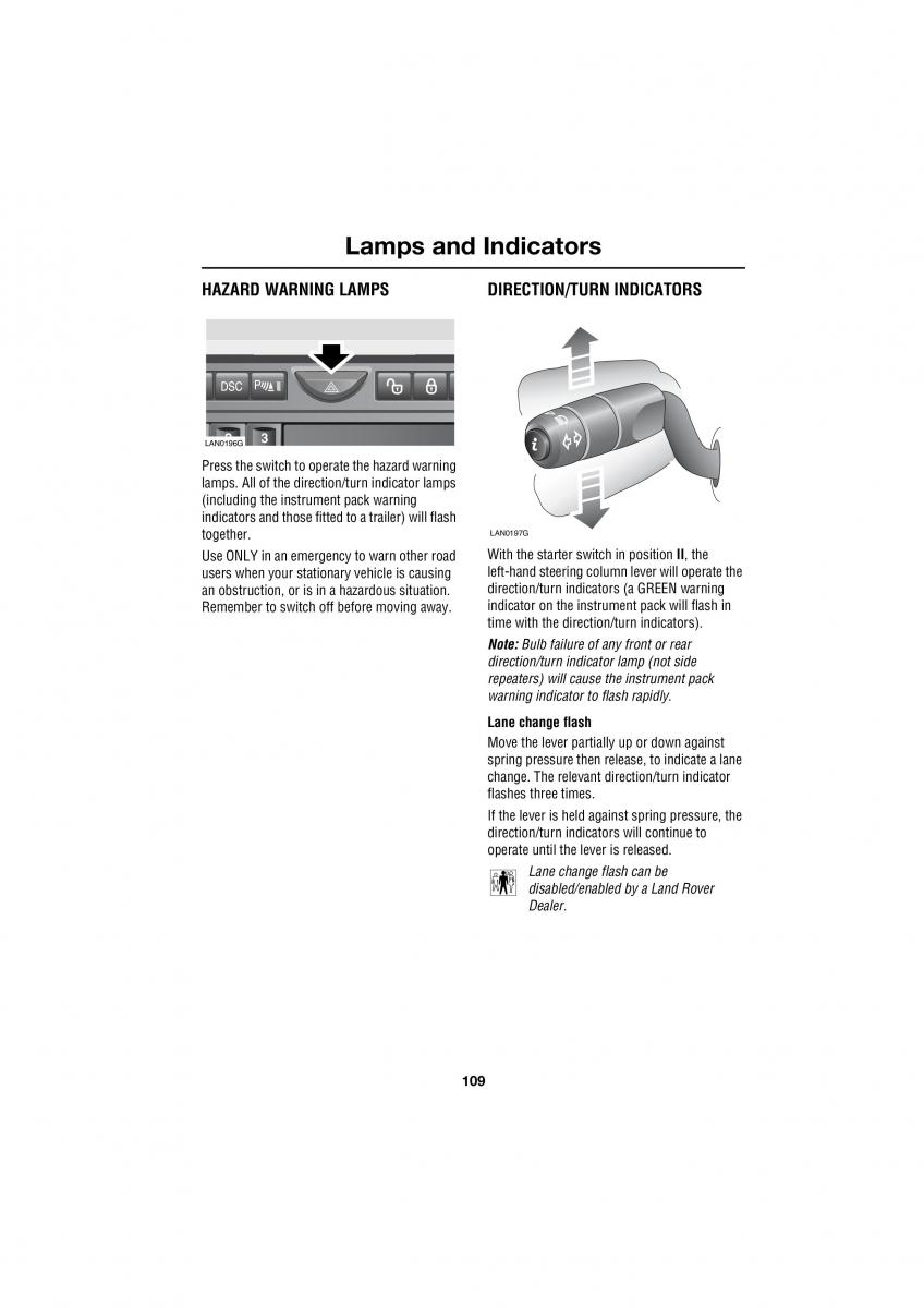 Land Rover Range Rover III 3 L322 owners manual / page 109