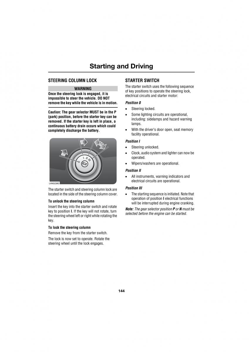 Land Rover Range Rover III 3 L322 owners manual / page 144