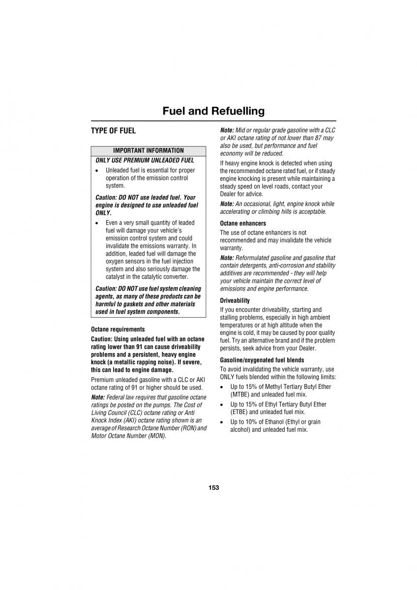 Land Rover Range Rover III 3 L322 owners manual / page 153