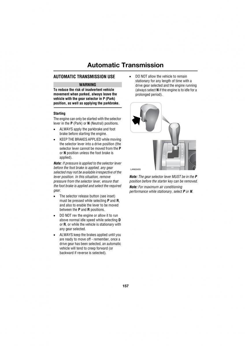 Land Rover Range Rover III 3 L322 owners manual / page 157