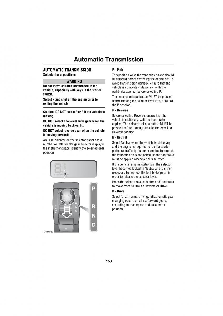 Land Rover Range Rover III 3 L322 owners manual / page 158