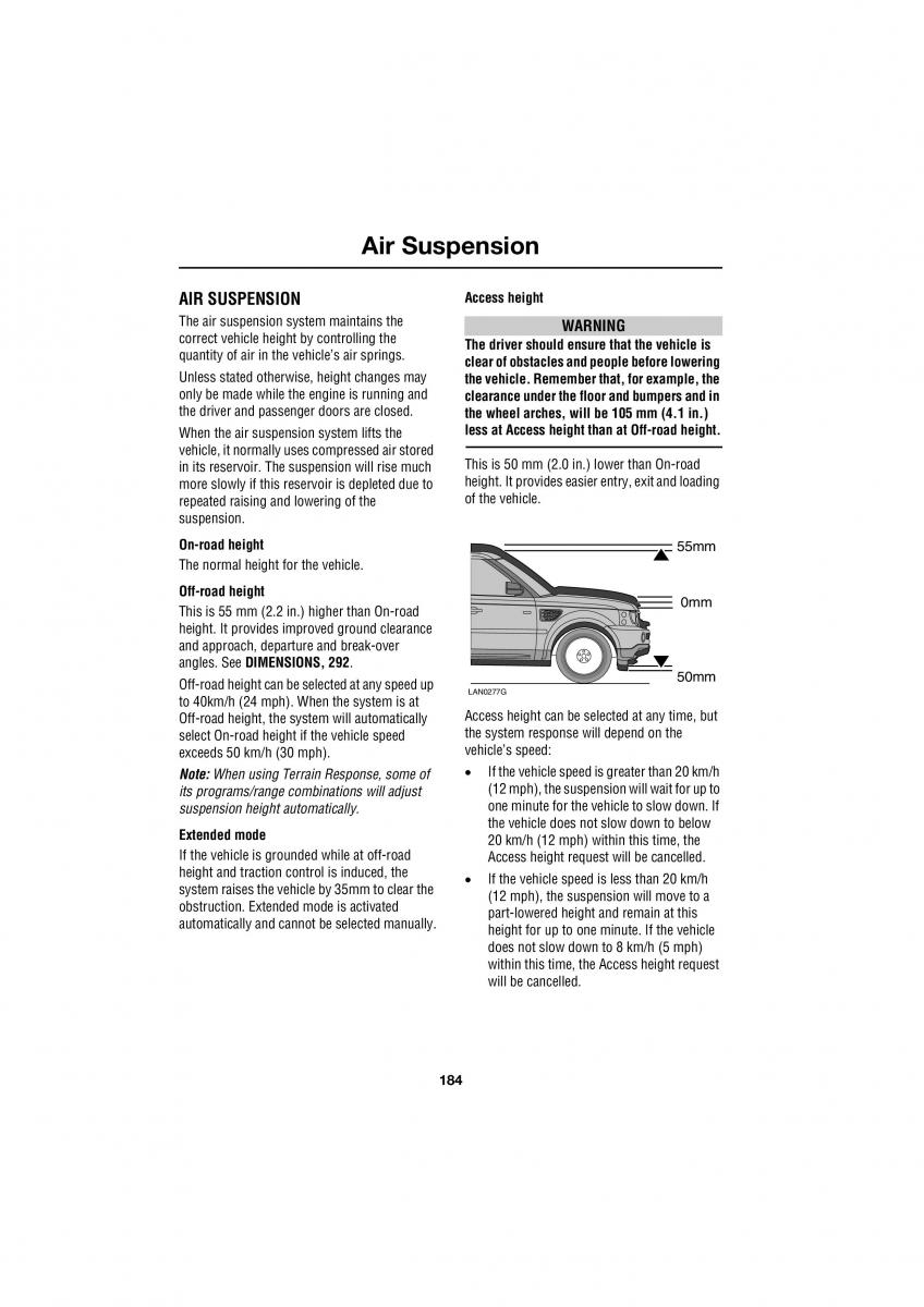 Land Rover Range Rover III 3 L322 owners manual / page 184