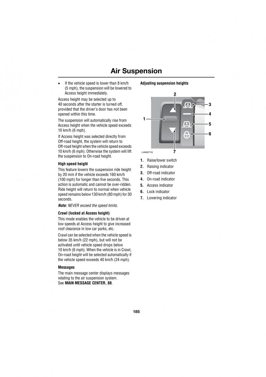 Land Rover Range Rover III 3 L322 owners manual / page 185