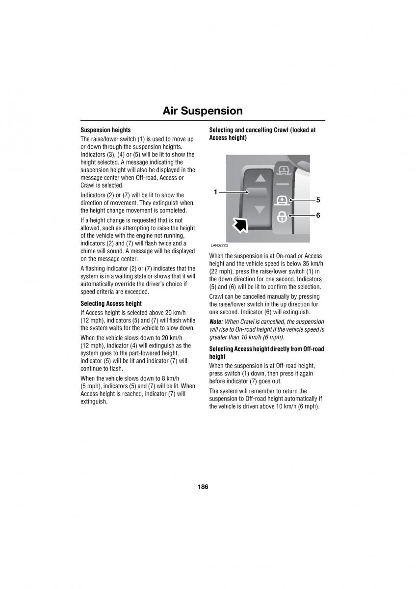 Land Rover Range Rover III 3 L322 owners manual / page 186