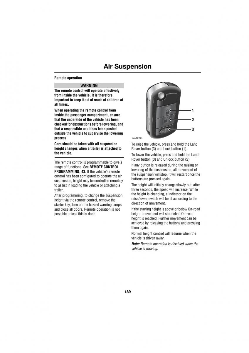 Land Rover Range Rover III 3 L322 owners manual / page 189