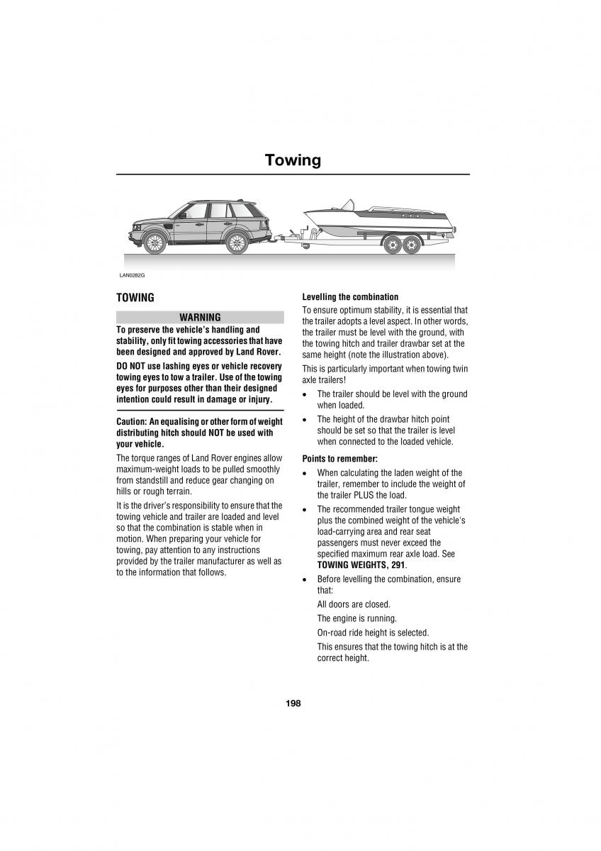 Land Rover Range Rover III 3 L322 owners manual / page 198