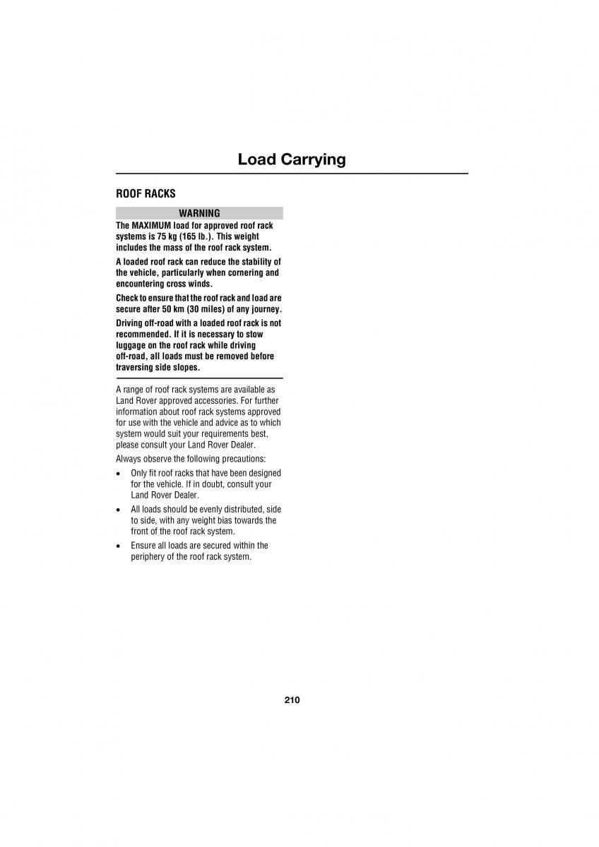 Land Rover Range Rover III 3 L322 owners manual / page 210