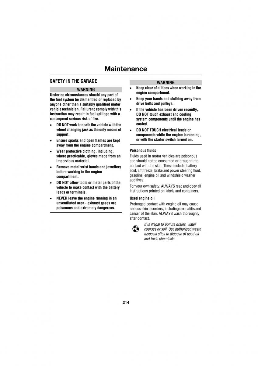 Land Rover Range Rover III 3 L322 owners manual / page 214