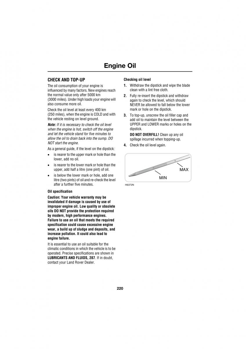 Land Rover Range Rover III 3 L322 owners manual / page 220