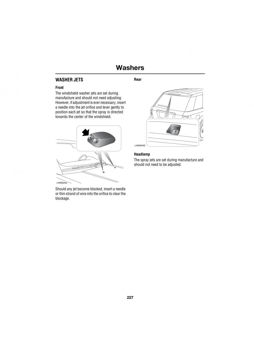 Land Rover Range Rover III 3 L322 owners manual / page 227